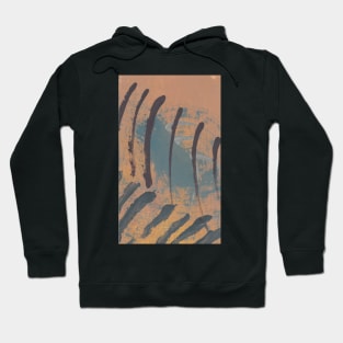 "Fragile Anger" - Orange and Blue Abstract Artwork Markmaking Line Modern Art Hoodie